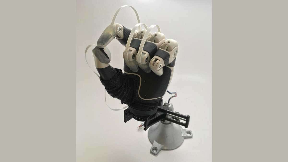 A prosthetic hand with fingertip sensors