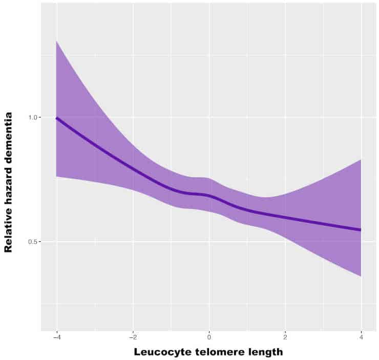Associations between leucocyte telomere length (LTL) and incident dementia.