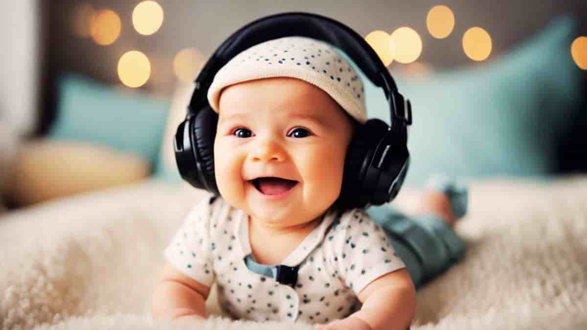 newborn baby with headphones